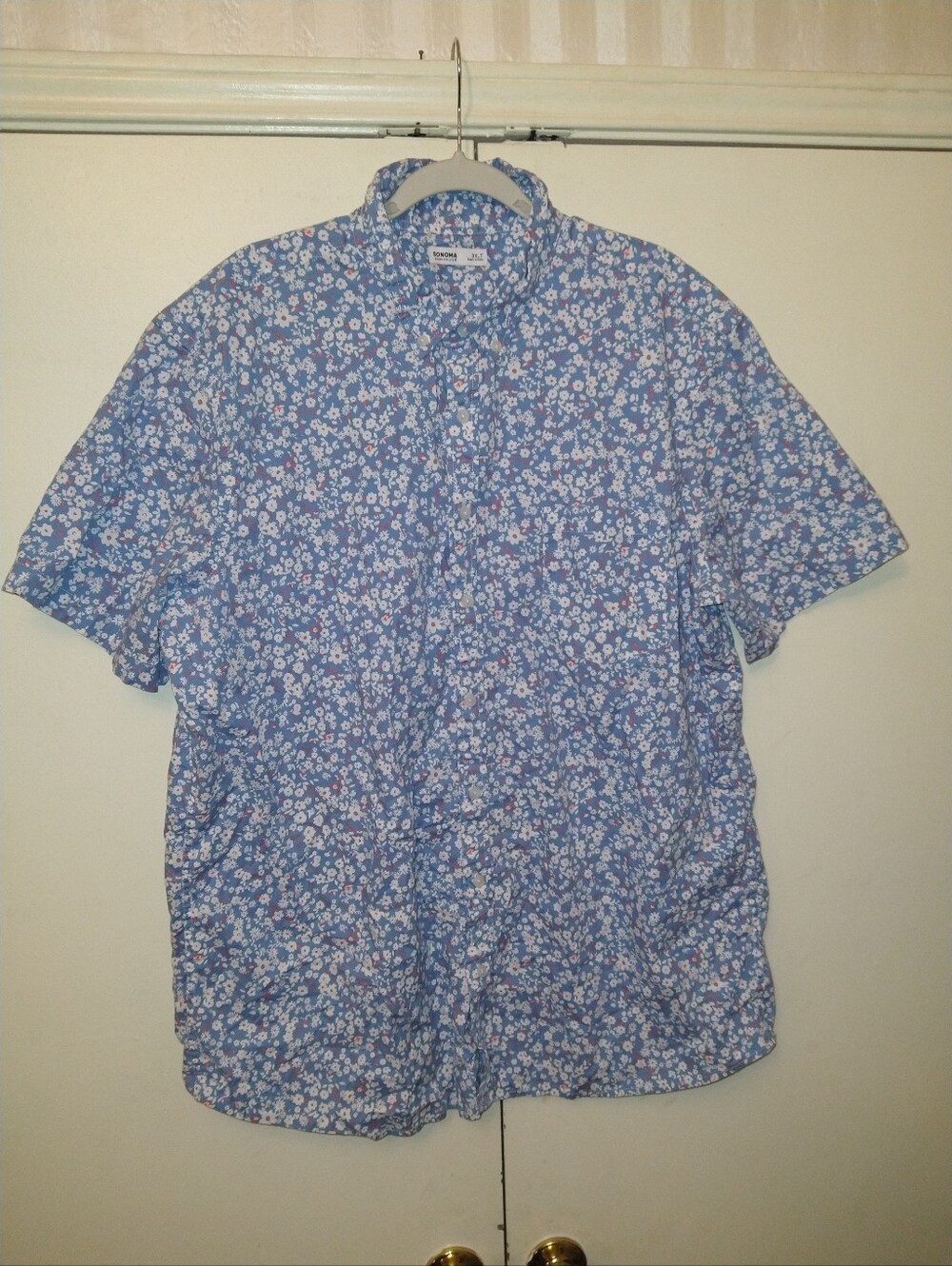 Sonoma Floral Print Short Sleeve Button Down Shirt Men's sz 3XLT.